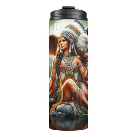 Regal Native Woman, een adelaarsmaatje. Thermosbeker (Voorkant)