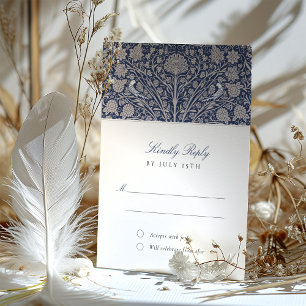 Regal Navy en Cream RSVP Bruiloft Kaart