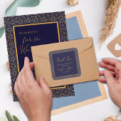 Regal Navy en Gold Design Wedding Dank u Vierkante Sticker