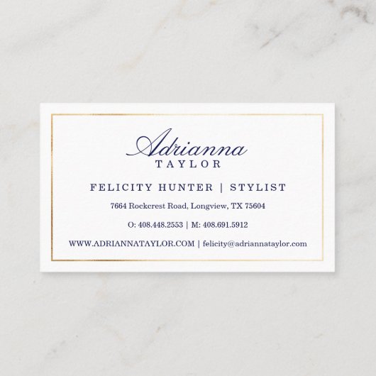 Regal Navy & Gold Circle geometrisch patroon minim Visitekaartje (Achterkant)