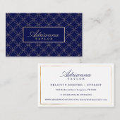 Regal Navy & Gold Circle geometrisch patroon minim Visitekaartje (Voorkant / Achterkant)