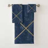 REGAL NAVY GOLD DESIGN BATH TOWEL SET BAD HANDDOEK (Insitu)