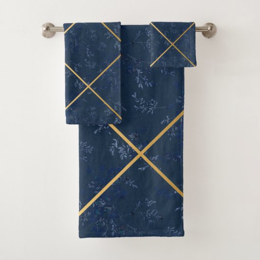 REGAL NAVY GOLD DESIGN BATH TOWEL SET BAD HANDDOEK (Insitu)