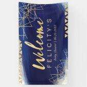Regal Navy, Gold Waterverf Baby shower Welkom Spandoek (Verticaal)