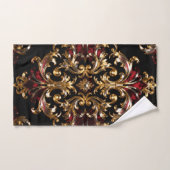Regal Noir Pattern | Gold Scrollwork & Crimson Bad Handdoek (Handdoek)
