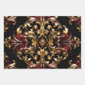 Regal Noir Pattern | Gold Scrollwork & Crimson Inpakpapier Vel (Voorkant 3)