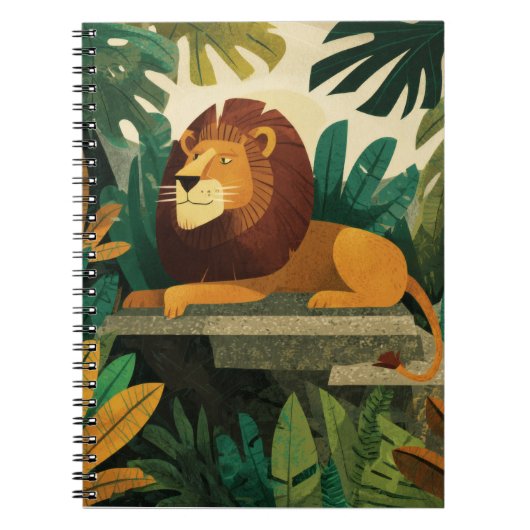 Regal Oerwoud Lion Bold Leaf Notitieboek (Voorkant)