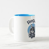 Regal... Ontdek de vele manieren van de kat... Tweekleurige Koffiemok (Voorkant links)