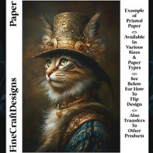 Regal Opulent Steampunk Cat CS3 Craft Paper