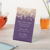 Regal Paars en Gold Bokeh Lights Reclamebord Met Voetstuk (Insitu)