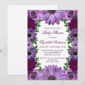 Regal Paars Floral Baby shower Kaart (Voorkant / Achterkant)