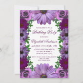 Regal Paars Floral Birthday Kaart (Voorkant)