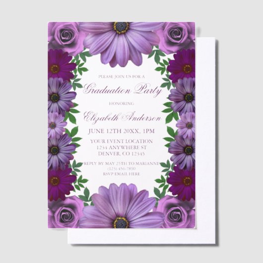 Regal Paars Floral Gradual Party Vellum Uitnodigingen (Offset)