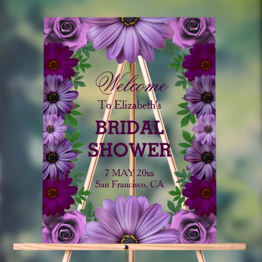 Regal Paars Floral Vrijgezellenfeest Acryl Bord (Neutraal)