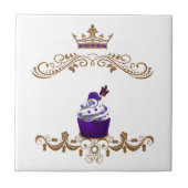 Regal Paarse Cupcake Tegeltje (Voorkant)