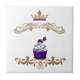 Regal Paarse Cupcake Tegeltje