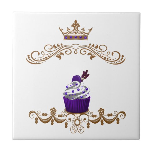 Regal Paarse Cupcake Tegeltje (Voorkant)