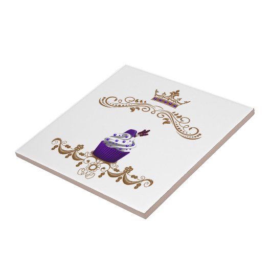 Regal Paarse Cupcake Tegeltje (Zijkant)