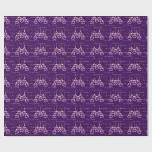 Regal Paarse en Gold Merry Christmas Luxury Cadeaupapier (Vlak)