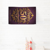 Regal Paarse en gouden 50ste bruiloft Jubileum Spandoek (Insitu)