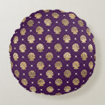 Regal Paarse en Gouden Shell Ronde Sierkussen Rond Kussen<br><div class="desc">Regal Paarse en Gouden Shell Ronde Sierkussen</div>