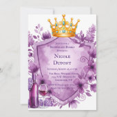Regal Paarse Floral Crest Bachelorette Party Kaart (Voorkant)