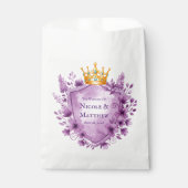 Regal Paarse Floral Crest Wedding Bedankzakje (Voorkant)