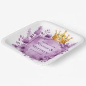 Regal Paarse Floral Crest Wedding Papieren Bordje (Gebogen)