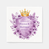 Regal Paarse Floral Crest Wedding Servet (Voorkant)