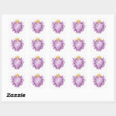 Regal Paarse Floral Crest Wedding Vierkante Sticker (Vel)