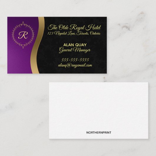 Regal Paarse Gold Black Visitekaartje (Voorkant / Achterkant)