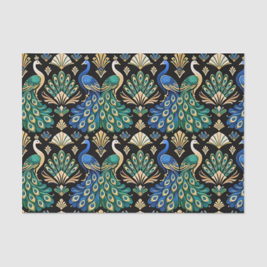 Regal Peacock Art Deco Tissuepapier (Voorkant)