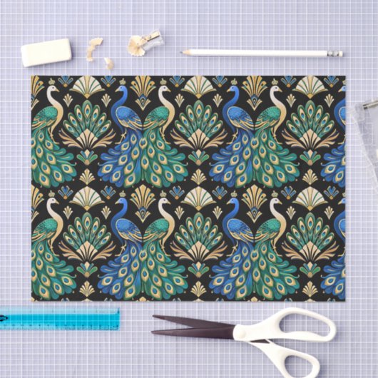 Regal Peacock Art Deco Tissuepapier (Craft)
