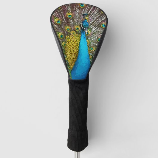 Regal Peacock Bird met Blauwgroen en Gold Plumage Golfheadcover (Voorkant)