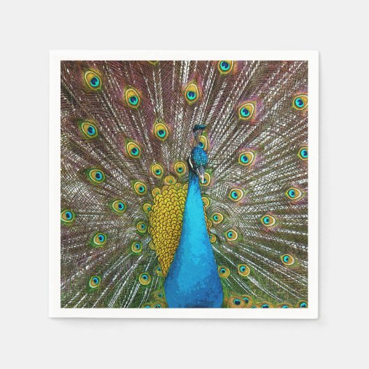 Regal Peacock Bird met Blauwgroen en Gold Plumage Servet (Voorkant)