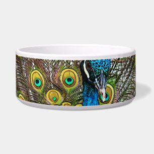 Regal Peacock Bird met Blauwgroen en Gold Plumage Voerbakje