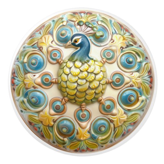 Regal Peacock Elegance Keramische Knob Pull Keramische Knop (Voorkant)