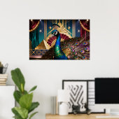 Regal Peacock in Golden Grandeur: A Majestic  Poster (Thuiskantoor)