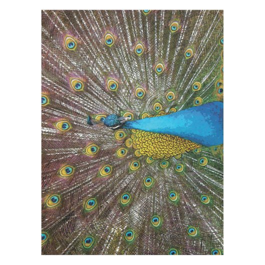 Regal Peacock met Blauwgroen blauw en goud verenkl Tafelkleed (Voorkant)