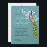 Regal Peacock & Swirls Bruiloft uitnodiging<br><div class="desc">Deze elegante en verfijnde uitnodiging is leuk en eigentijds. Een originele watergekleurde pauw zit regelmatig boven op een gewaagde hedendaagse werveling. Alle kunst is handgeschilderd door Audrey Jeanne Roberts en geeft een mooie en tijdloze kwaliteit aan deze uitnodiging. De achtergrondkleur kan worden gewijzigd in elke gewenste kleur. Show met het...</div>