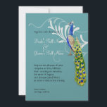Regal Peacock & Swirls Bruiloft uitnodiging<br><div class="desc">Deze elegante en verfijnde uitnodiging is leuk en eigentijds. Een originele watergekleurde pauw zit regelmatig boven op een gewaagde hedendaagse werveling. Alle kunst is handgeschilderd door Audrey Jeanne Roberts en geeft een mooie en tijdloze kwaliteit aan deze uitnodiging. De achtergrondkleur kan worden gewijzigd in elke gewenste kleur. Show met het...</div>