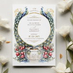 Regal Peacock thema bruiloft Kaart<br><div class="desc">Presenteren van onze Regal Peacock-Theme bruiloft uitnodiging, een ware belichaming van majestueuze charme en levendige elegantie. Deze uitnodiging vat de essentie van de adel met zijn prachtige pauwenveren boog, geschilderd in een glorieus spectrum van blauwgroen, saffierblauw en goud, met opvallende vlekken smaragd en crème. Verweven met een slinger van weelderige...</div>