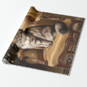 Regal Persian Cat stijl schilderij Decoupage Cadeaupapier (Uitgerold)