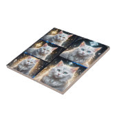 Regal Perzisch Wit pluizig kat fotocollage, Tegeltje (Zijkant)