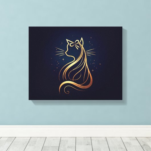 Regal Perzische Kat met Boog Canvas Afdruk (Insitu (Houten vloer))