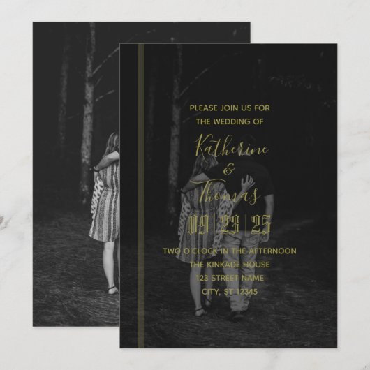 Regal Photo Wedding Invitation Kaart (Voorkant / Achterkant)