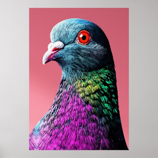 Regal Pigeon Majesty Levendig Realistisch Vogelpor Poster (Voorkant)