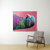 Regal Pigeon Majesty Levendig Realistisch Vogelpor Wandkleed (In Situ (horizontaal))