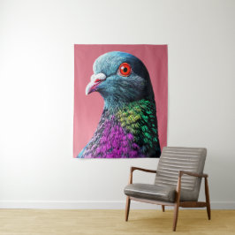 Regal Pigeon Majesty Levendig Realistisch Vogelpor Wandkleed