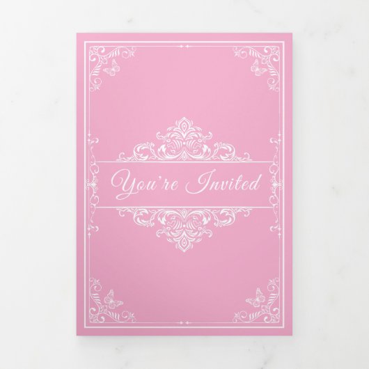 Regal Pink Quinceañera - Uitnodigingen voor aangep (Cover)